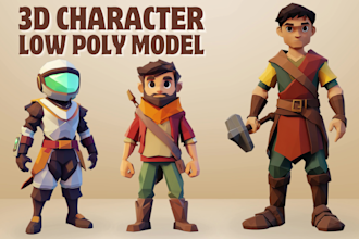 model 3d low poly character for game asset, animation, and others
