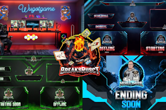 craft amazing twitch, stream overlay, twitch logo and banner for kick discord