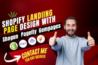 design shopify landing page or product page with shogun, pagefly, gempages
