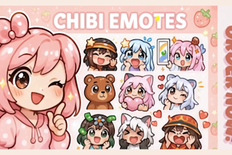 create cute chibi twitch and discord emotes for streamers