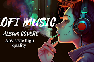 create lofi album cover,custom lofi artworks, for album ,youtube by midjourney