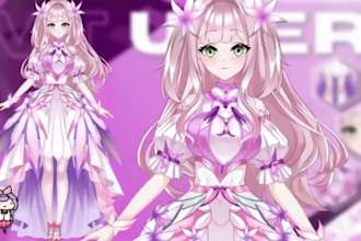 draw live2d vtuber model png tuber in anime art style ready to rig free emotes