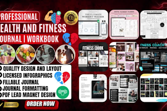 design health and fitness, journal, workbook, planner design lead magnet ebook
