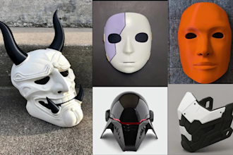 sculpt custom 3d mask, print and paint cosplay 3d mask, anime mask 3d helmet stl