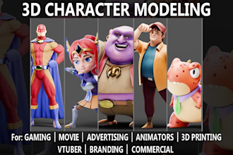 sculpt 3d cute cartoon model, 3d character and action figure
