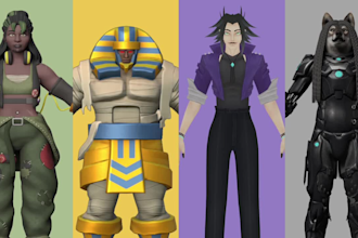 create 3d character model for game, animation and 3d rigging