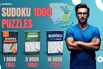 make 10 books of sudoku and cover design for amazon KDP