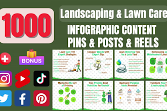 landscaping, lawn care instagram infographic post, reels, pinterest pin template