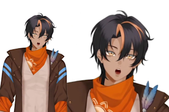 draw male, female vtuber model, live2d art model,3d vtuber for vtuber commission