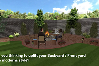 make creative 3d landscape, pergola, backyard garden design