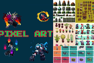 do 2d game rpg retro pixel art and assets, animated gif tileset sprite sheet bit