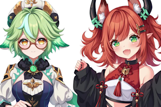 draw anime original character for your pfp, fanart, vtuber and concept art