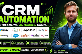 setup CRM automation clay zoho apollo hubspot monday salesforce zapier make n8n