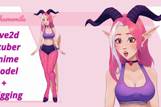 draw and rig live2d vtuber model 3d vtuber anime character 2d vtuber for streams