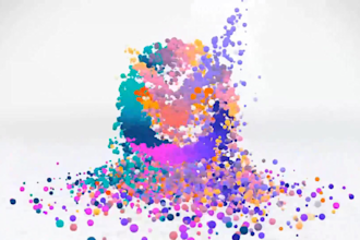 create 3d particles logo build and break animation