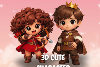 design 3d cute character modeling for mascot, animation, game and printing