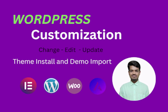 do word press customization, theme install and demo import