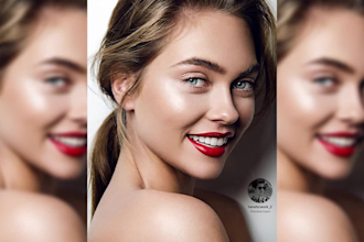 do high end skin retouching,  photo retouching, and any photoshop editing