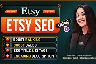 do etsy seo listing with optimized titles, product descriptions, and tags