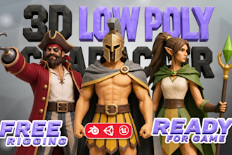 create 3d low poly game character models with rigging and animation