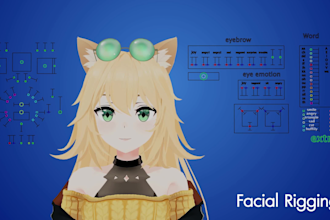 vrchat avatar model, rig vtuber character for animaze,nsfw face rig, unity arkit