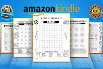 create unique word search book with mockup for amazon KDP