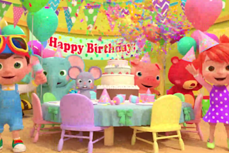 do 3d kids video animation like jj cocomelon nursery rhymes for birthday wish
