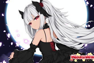 draw anime art illustration, background, fanart, concept art for your oc vtuber