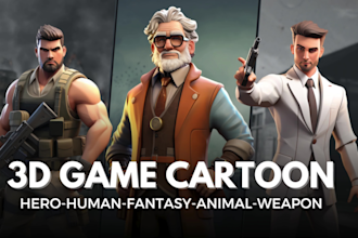 create 3d modeling character with low poly for game, animation and rendering