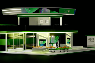 design expo event trade show booth, 3d modeling, rendering, animated walkthrough