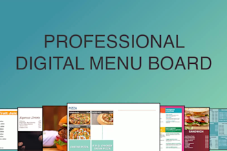 design menu board, food menu and restaurant digital signage