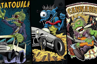draw graphic t shirt cartoon design for your clothing company streetwear