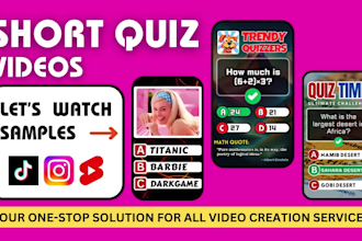 create targeted quiz shorts, trivia videos for tik tok and youtube monetization