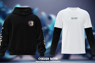 do 3d clothing mockup animation of your t shirt and hoodie