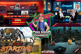 design custom animated twitch overlay, stream logo, obs, kick streamer package