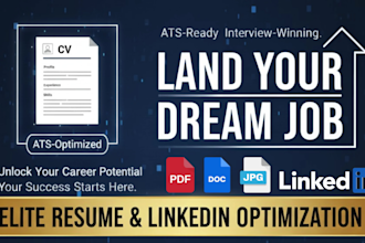 design and write your resume cv ats ,cover letter and optimize your linkedin pro