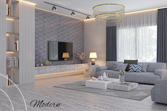 do interior design for bedroom, bath, kitchen, living, cafe etc