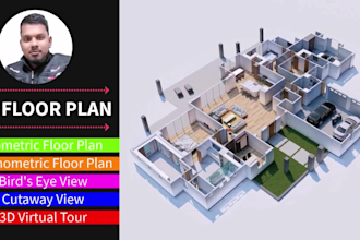 create 3d floor plan , interior , exterior visualization as an architect