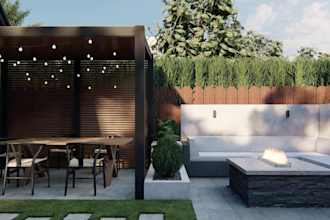 create backyard landscape design, pool garden and patio