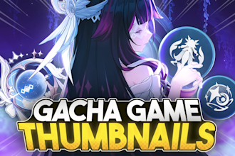 design gacha game thumbnails like genshin, wuthering waves, hsr