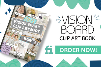 design printable vision board and sticker book for amazon KDP