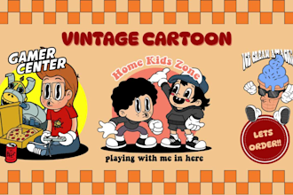 create vintage retro mascot cartoon illustration logo