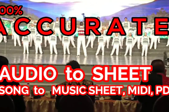 transcript any song and music to church choir multi language