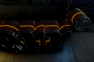 create fully loaded 3d metallic logo glow animation intro