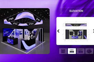 design 3d exhibition booth, stall, kiosk or trade booth