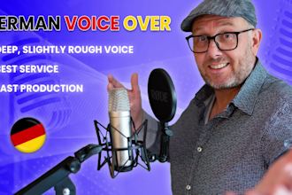 record a male voice over in a deep, slightly rough, warm and calm voice