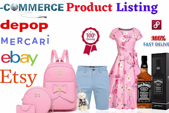 do upload product listing, cross listing on etsy, depop, vinted, poshmark store