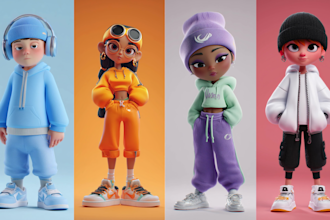 make 3d cute character modeling, mascot, cartoon, animal for game or 3d printing