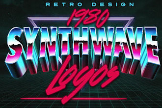 design an 80s retro synthwave vintage logo