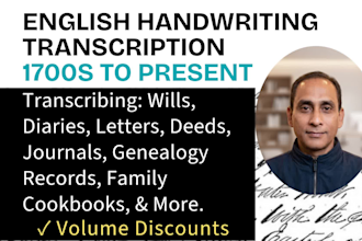 do transcription of old and historical english handwriting